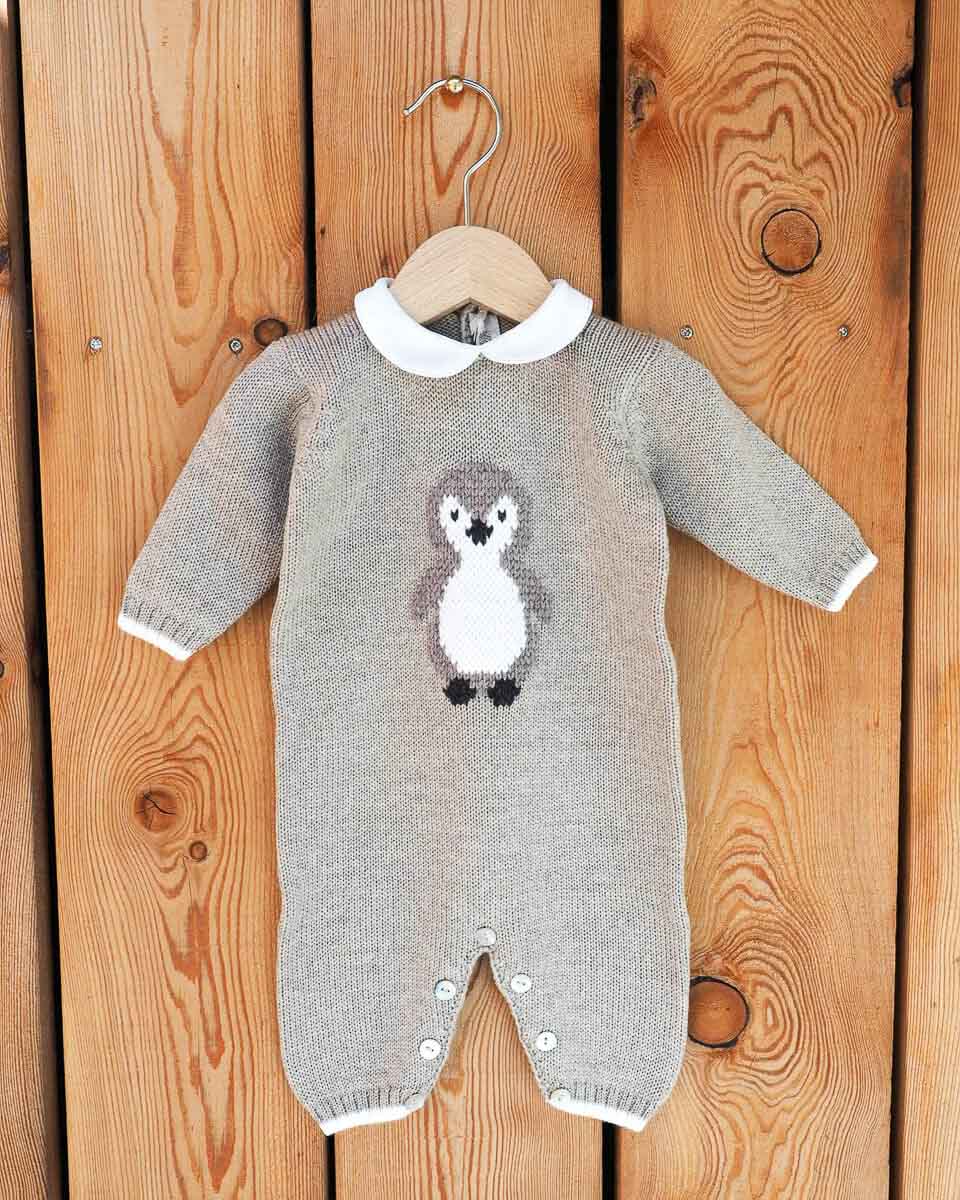 Baby Strampler Merino Pinguin - Gughelino